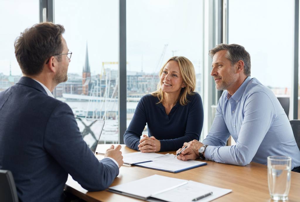Beratungsgespräch mit Blick auf die Förde